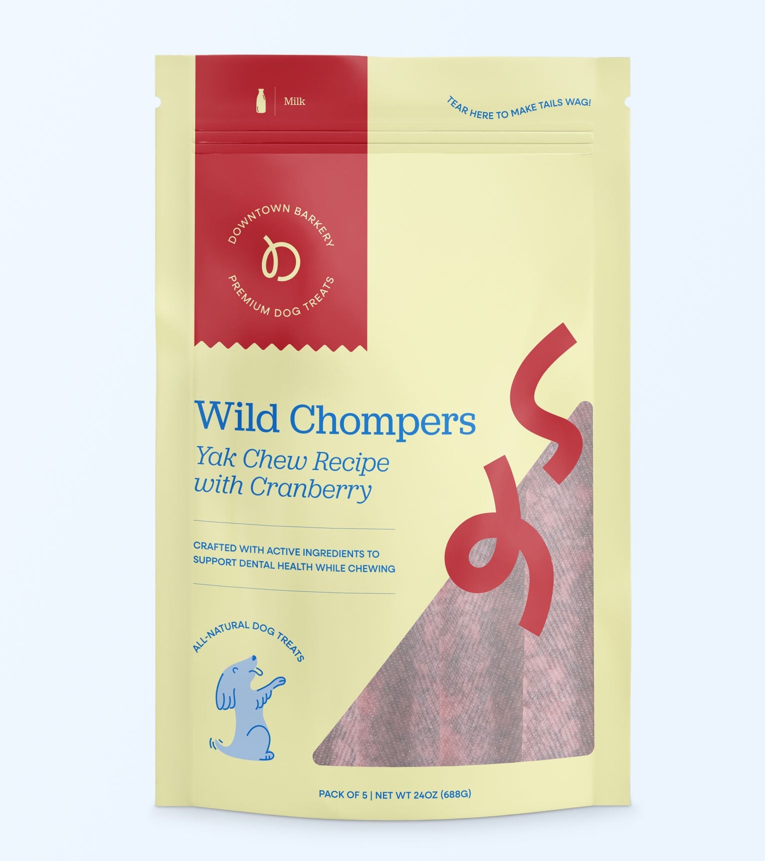 Long Lasting Dental Yak Chews - Cranberry and Blueberry Yak Chews for Dogs